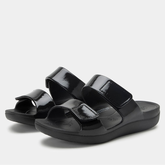 ALEGRIA ORBYT BLACK GLOSS SANDALS 38 8-8.5 - Picture 1 of 10